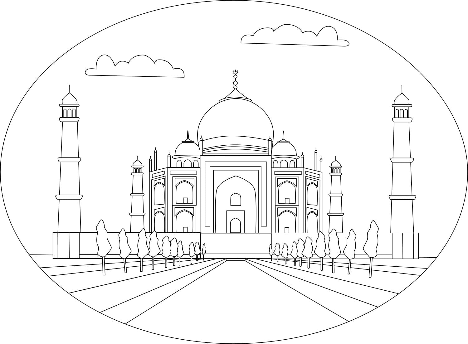 Free Taj Mahal Coloring Page Download Print Or Color Online For Free