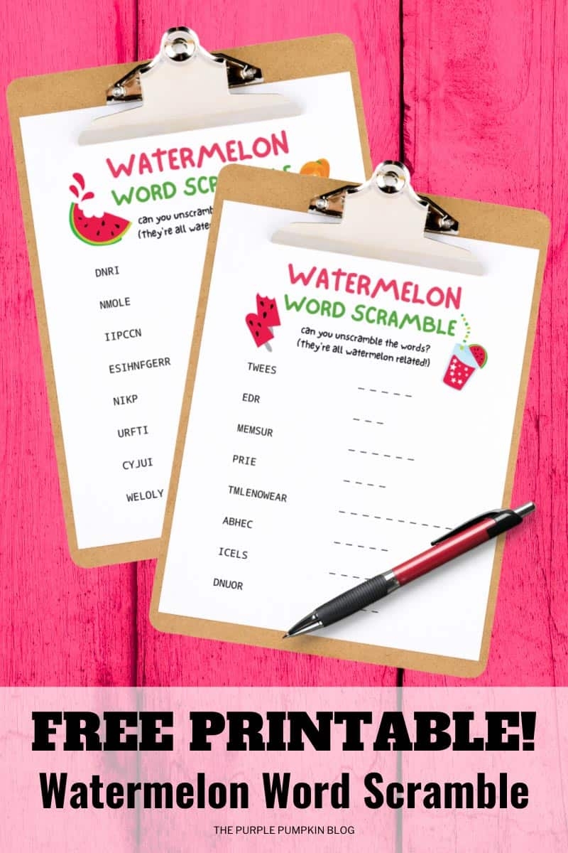 Free Watermelon Word Scramble Printable For Summer  Free Watermelon Word Scramble Printable For Summer