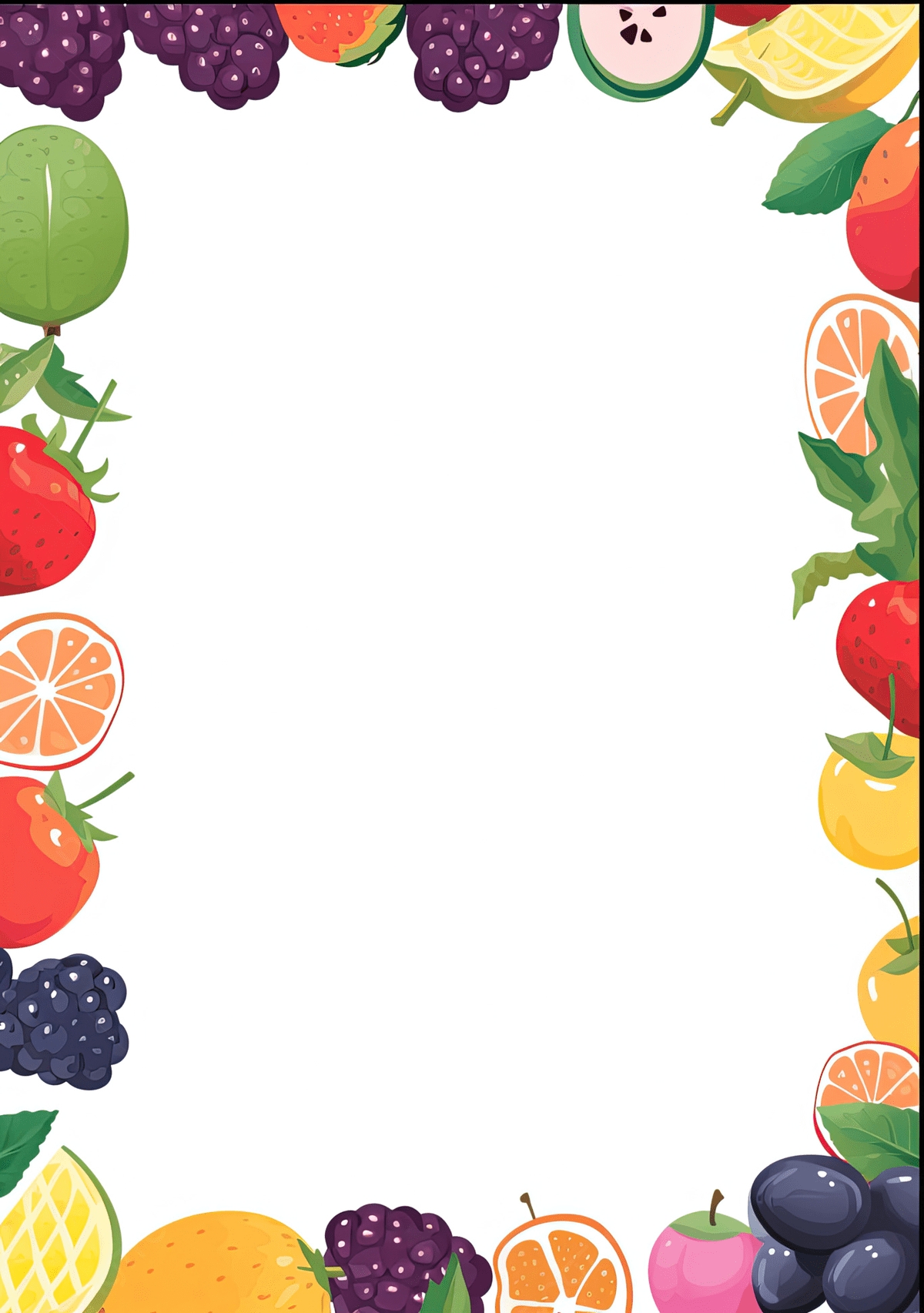 Fruit Border Frame Design For A Document Background Wallpaper 