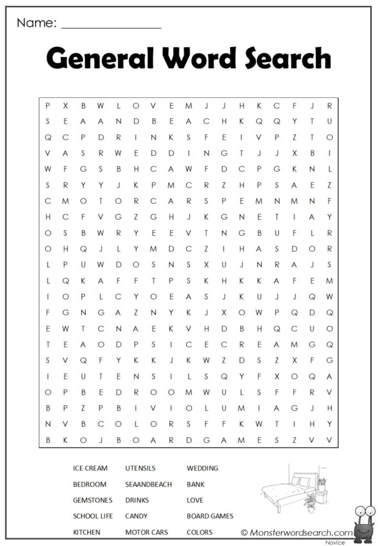 General Word Search Monster Word Search