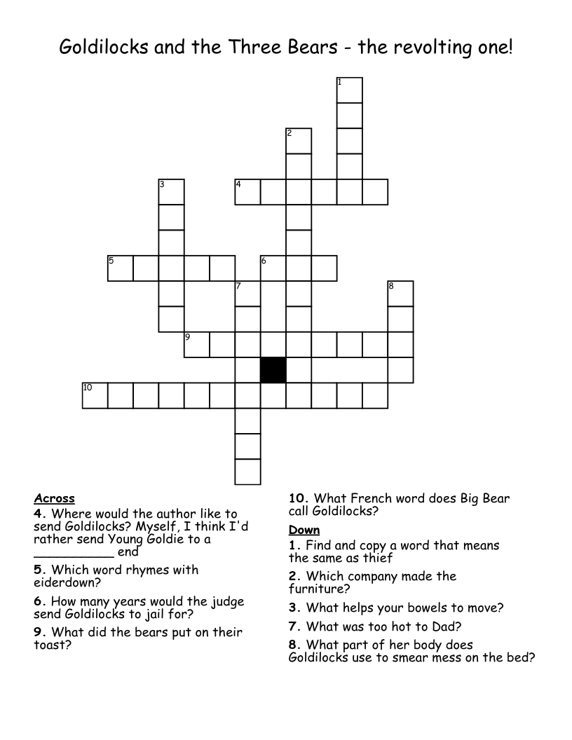 Goldilocks And The Three Bears The Revolting One Crossword WordMint