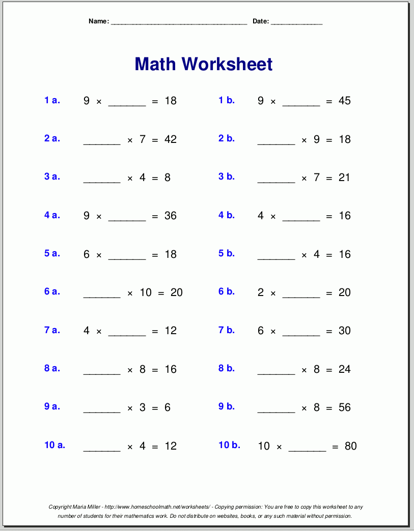 printable 4th grade math worksheets