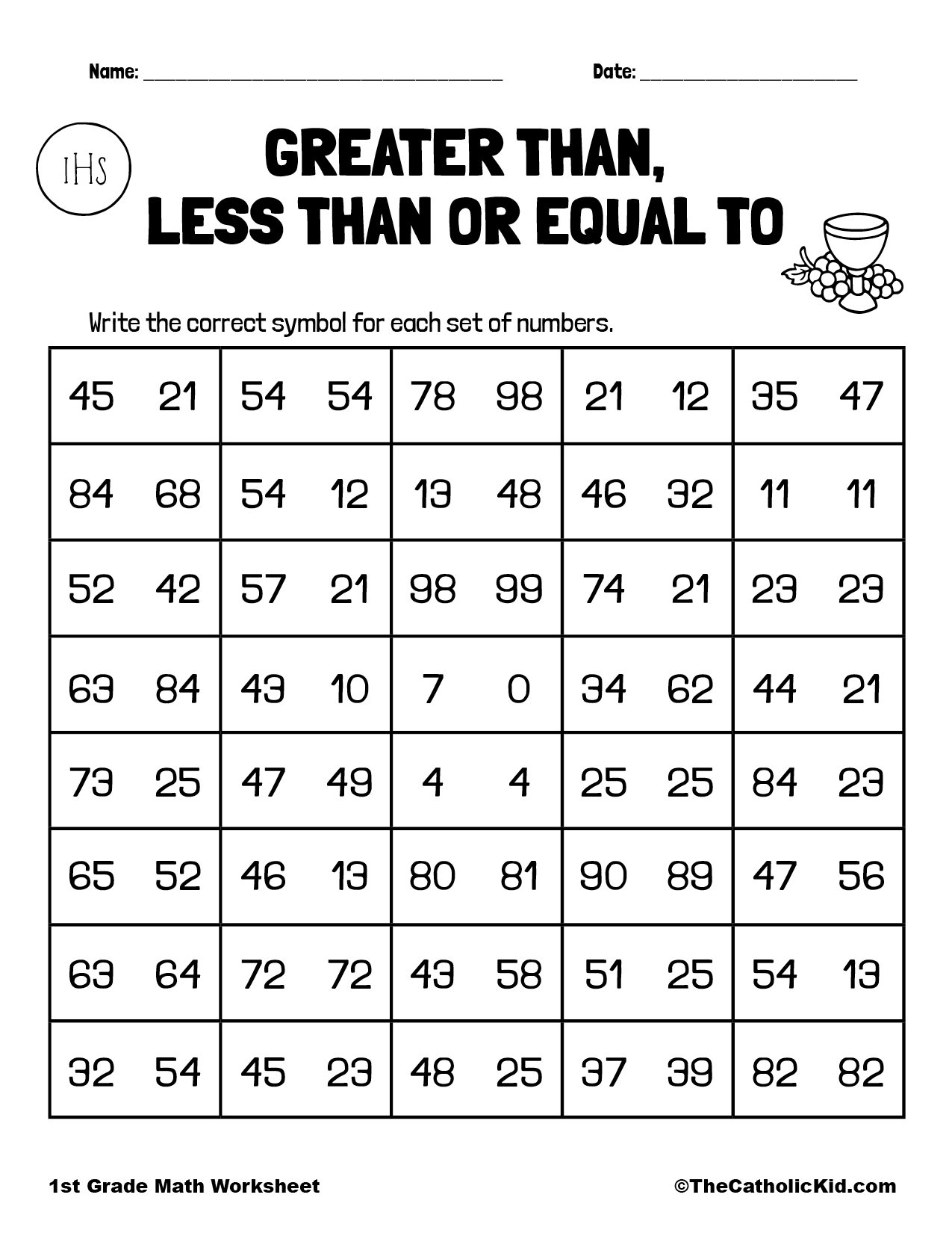 greater than less than worksheets free printable