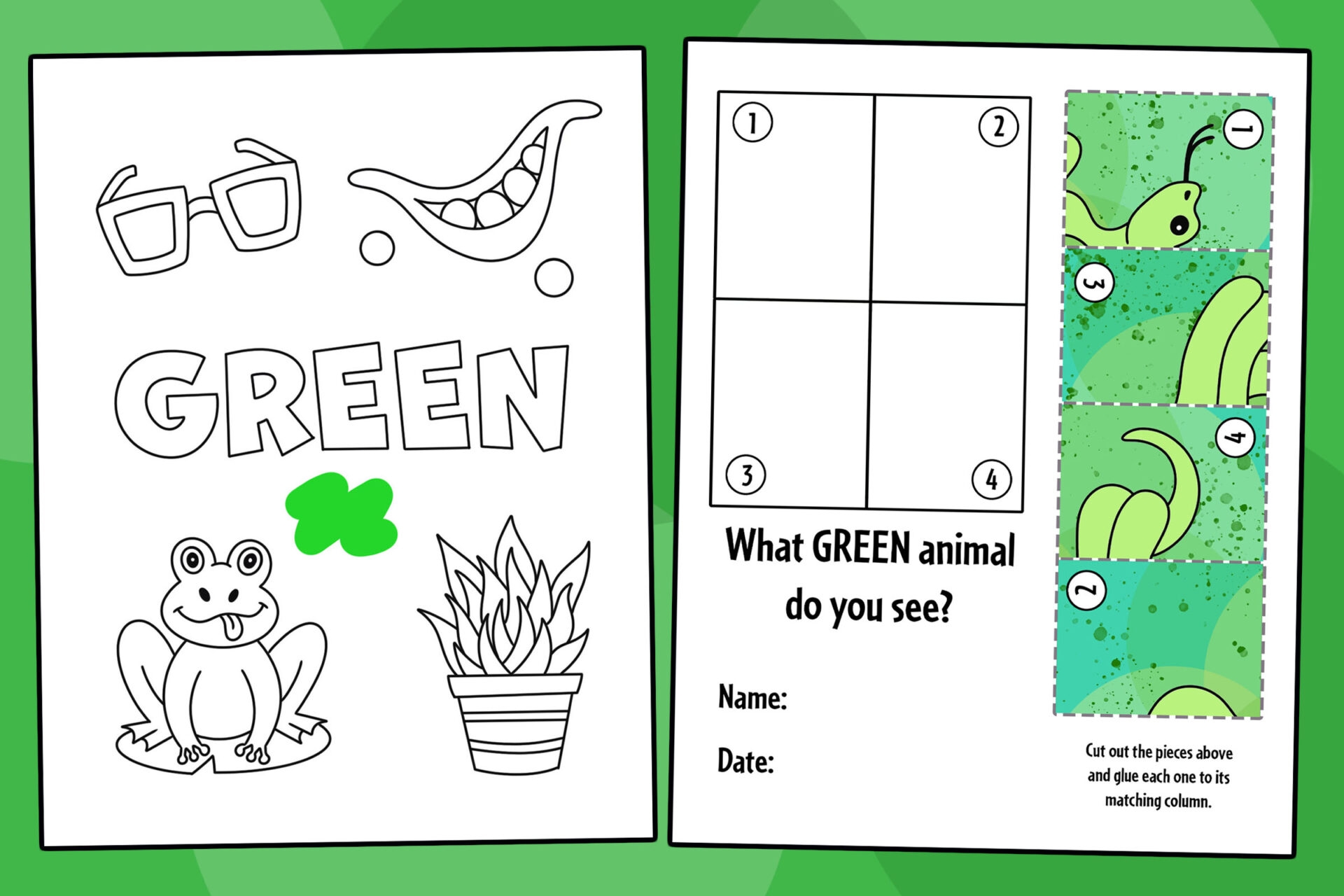 Green Color Activities And Worksheets For Preschool The Hollydog Blog
