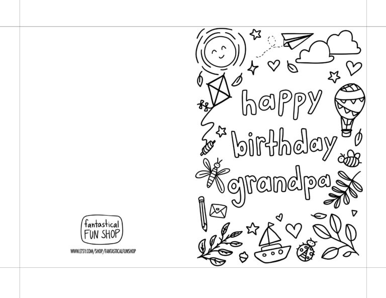 Happy Birthday Grandpa Card For Grandfather From Grandchild PRINTABLE INSTANT DOWNLOAD Colorable Birthday Card From Grandson Granddaughter Etsy