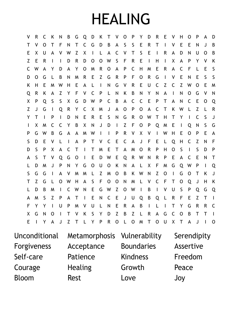 HEALING Word Search WordMint