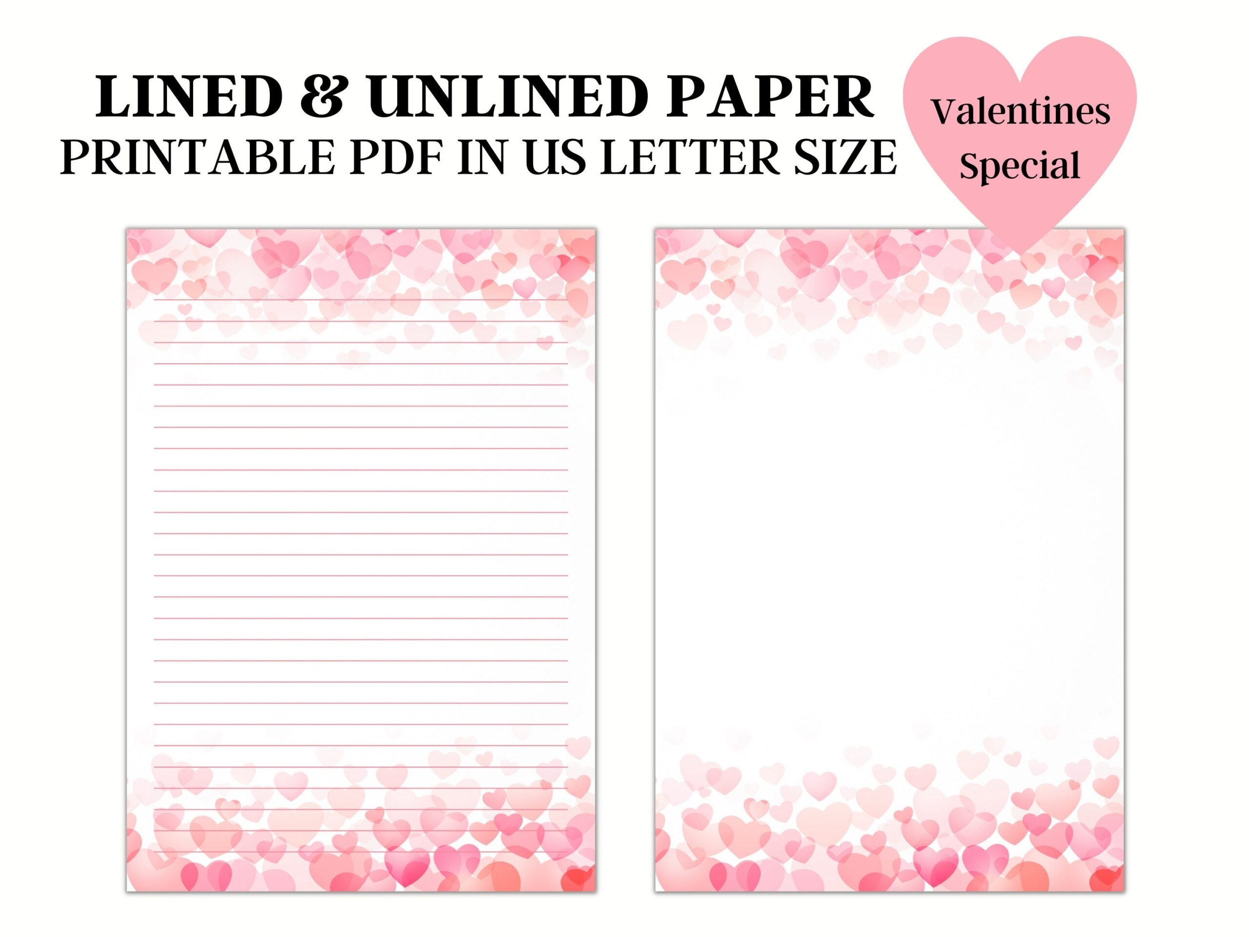 free printable hearts stationery