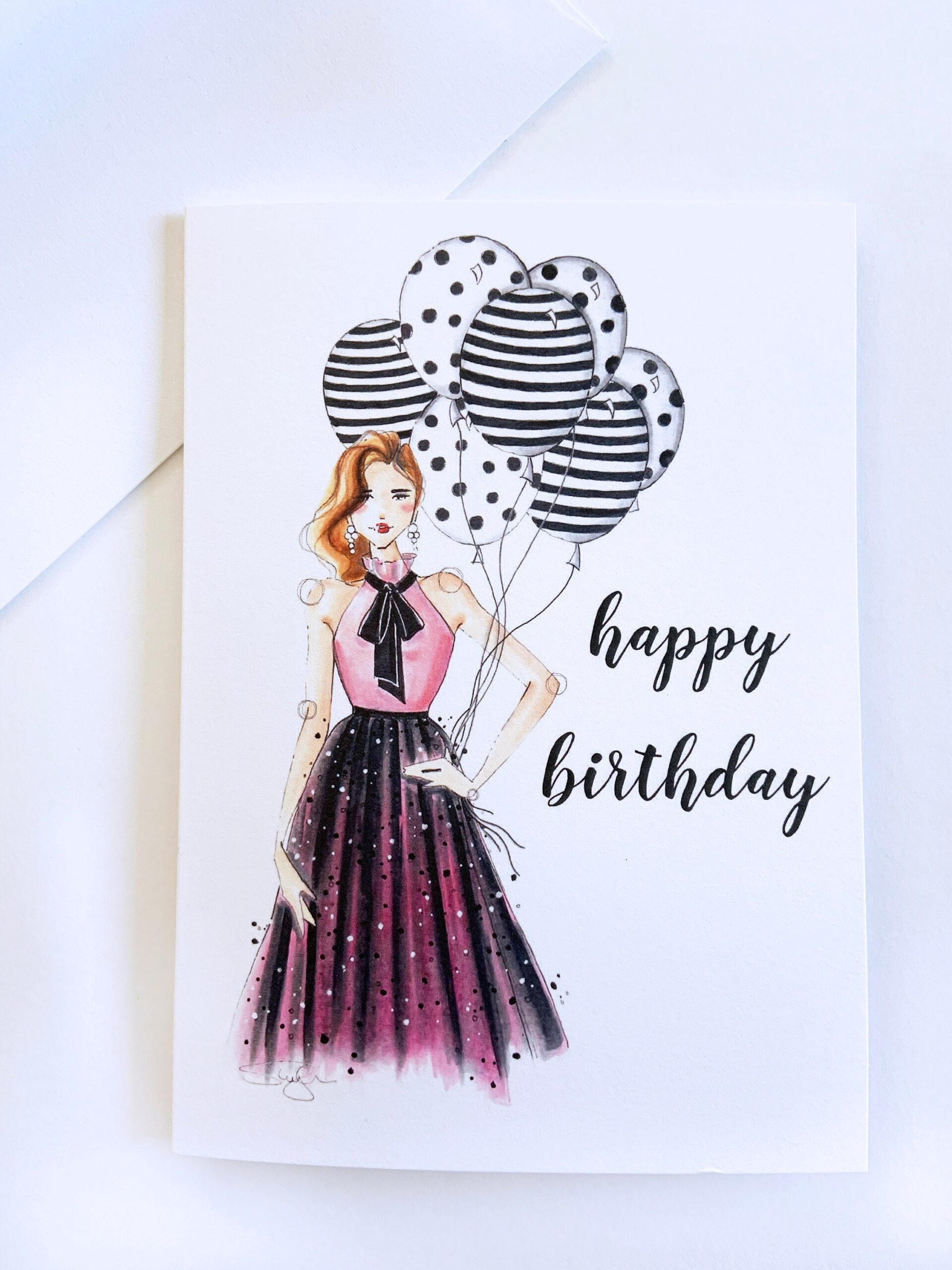 Here For The Party Fashion Illustration Birthday Card Etsy