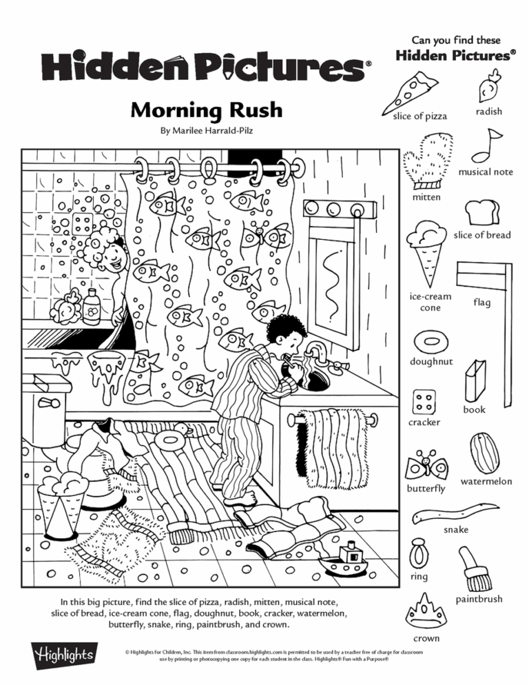 Highlights Hidden Pictures Printable Worksheets Library