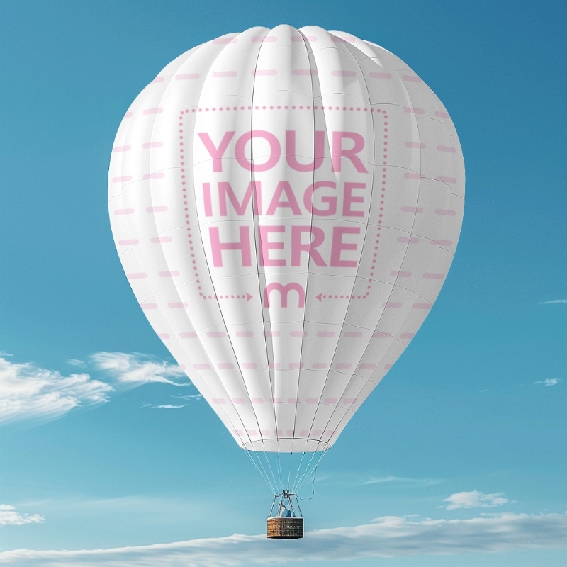 Hot Air Balloon Mockup Up In The Sky Mediamodifier