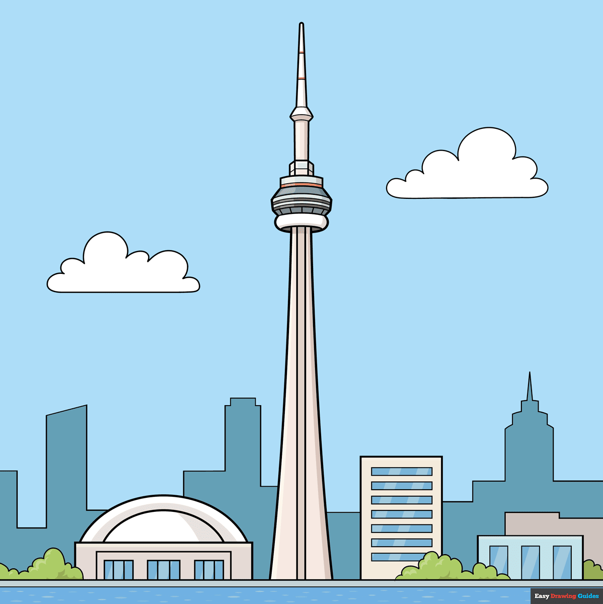 How To Draw The CN Tower Really Easy Drawing Tutorial