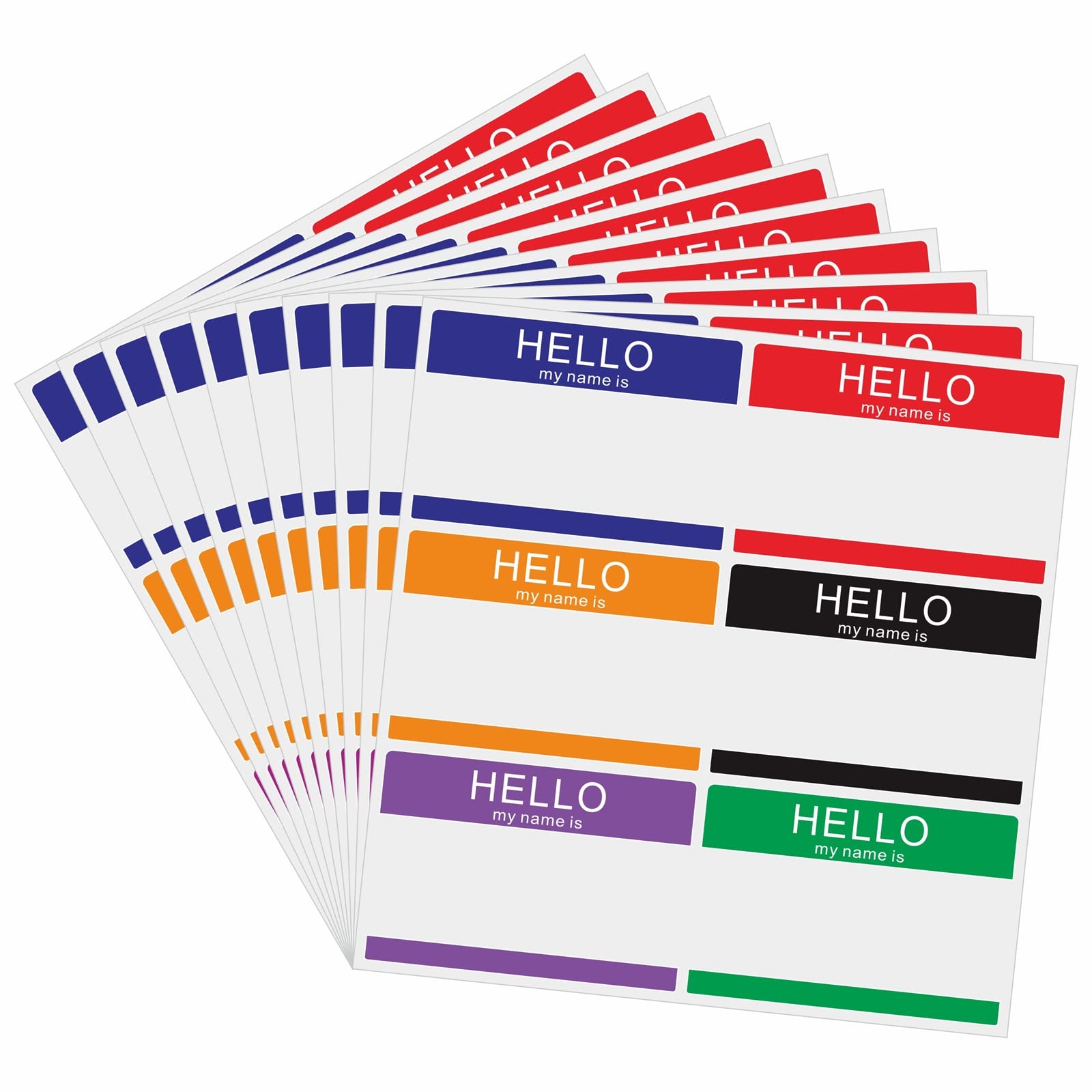 Hylabelest 60 Pcs Hello My Name Is Stickers Name Tag Labels Colorful Name Tags For Meeting 89x60mm 6 Colors Per Sheet 10 Sheets Amazon co uk Stationery U0026 Office Supplies