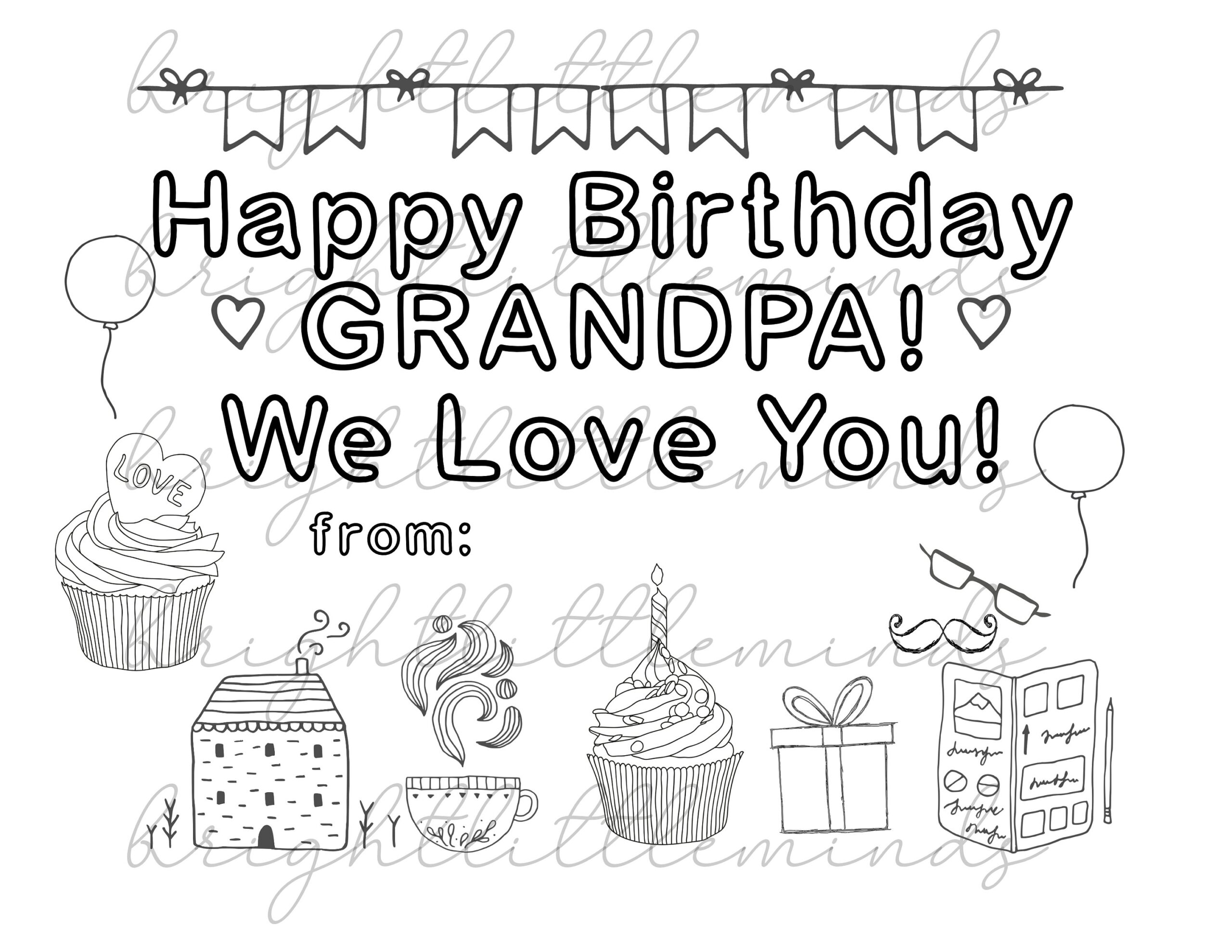 Instant Download Printable Happy Birthday Grandpa DIY Kids Activity Coloring Gift Fun Card Made By Kids Letter A4 PDF Instant Download Printable Happy Birthday Grandpa DIY Kids Activity Coloring Gift Fun Card Made By Kids Letter A4 PDF