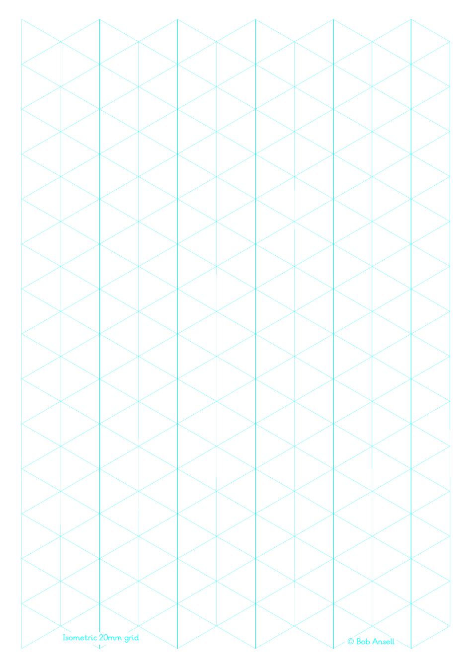 Isometric 20mm Grid Paper Cyan Download Printable PDF 