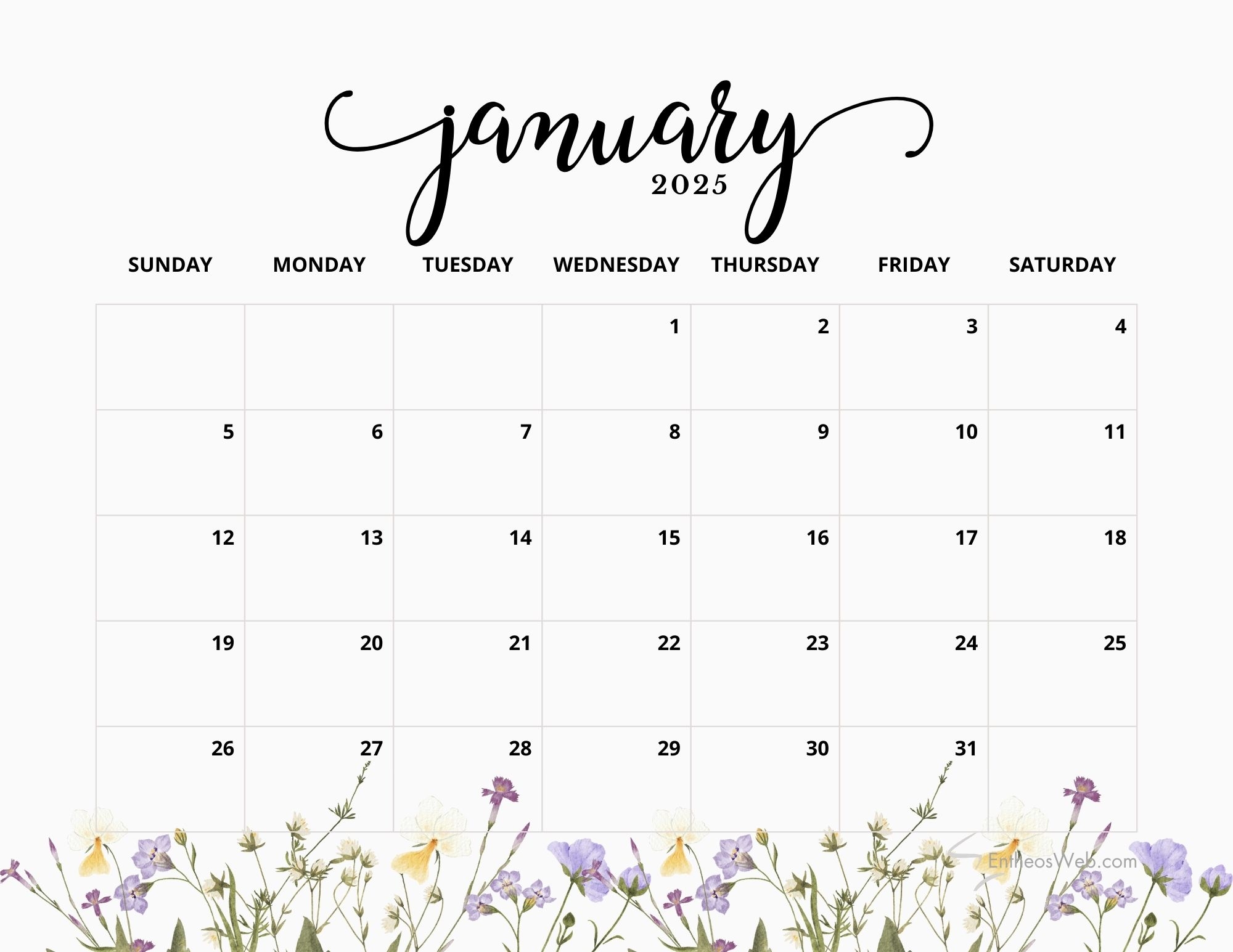 January 2025 Calendars EntheosWeb