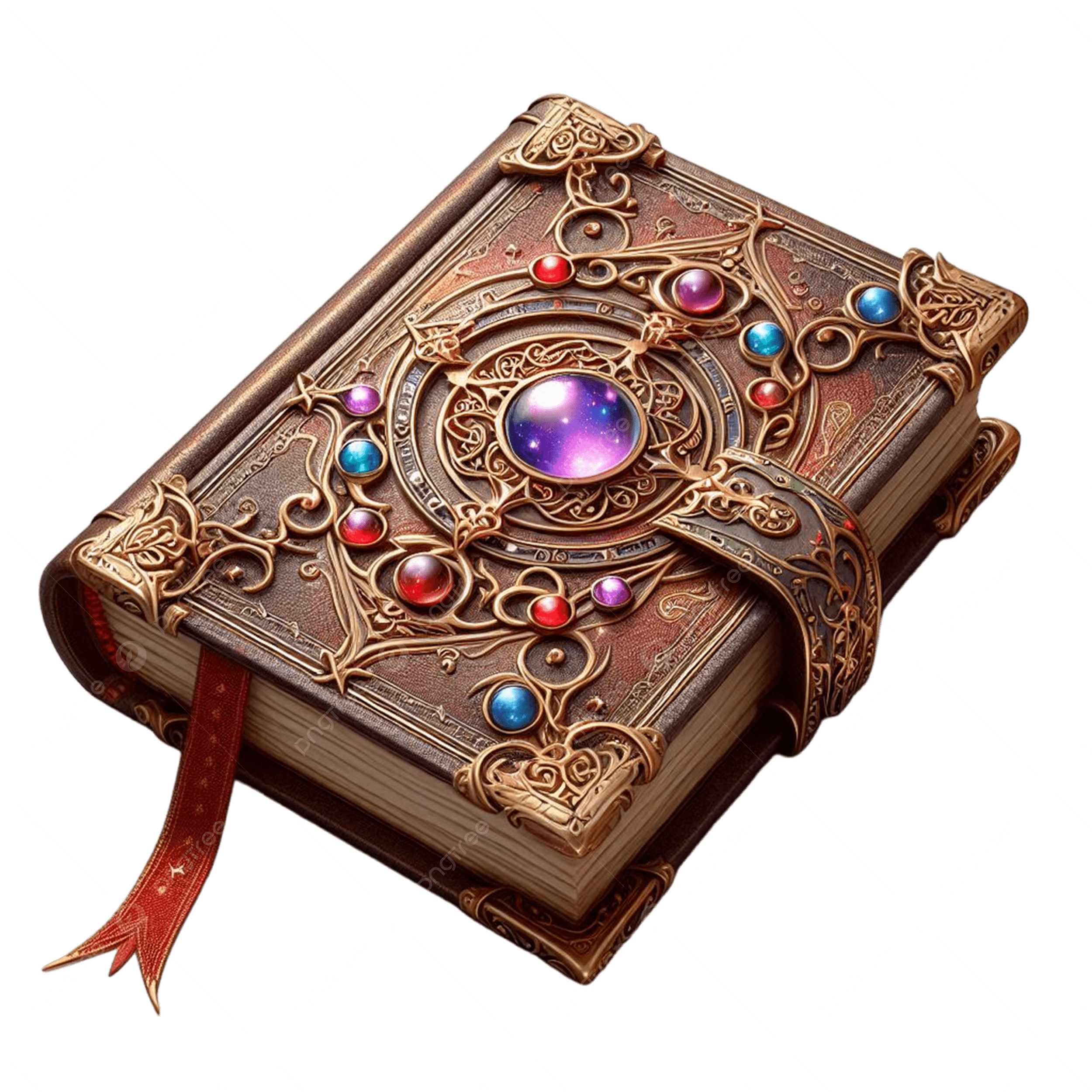 Jeweled Book Cover With Red Ribbon Fairytale Book With Gemstones And Ribbon Antique Book Decorated With Jewels PNG Transparent Image And Clipart For Free Download