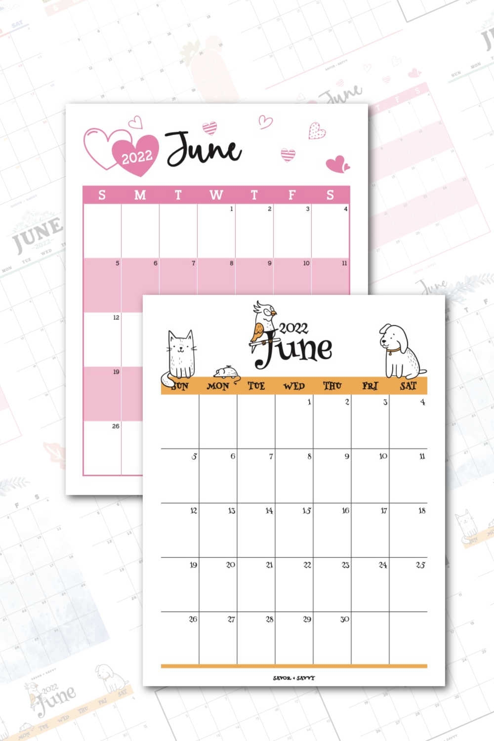 June 2022 Calendar 12 FREE Printables Savor Savvy
