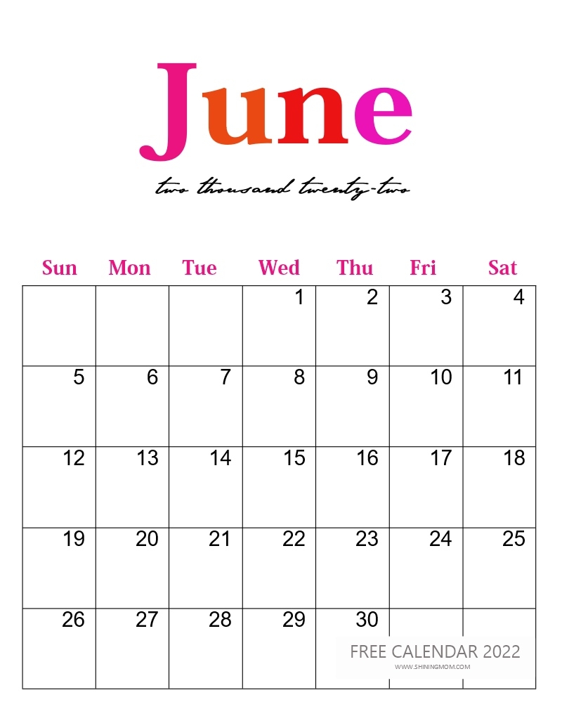 June 2022 Calendar 16 Awesome Free Printables For You 