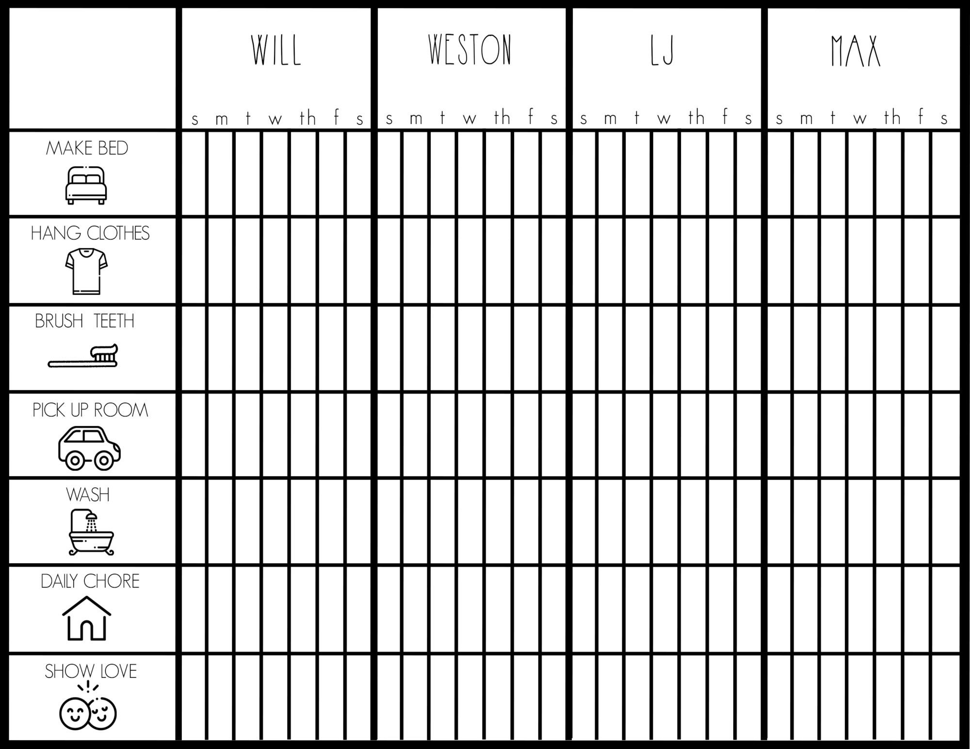 free printable chore charts don t forget