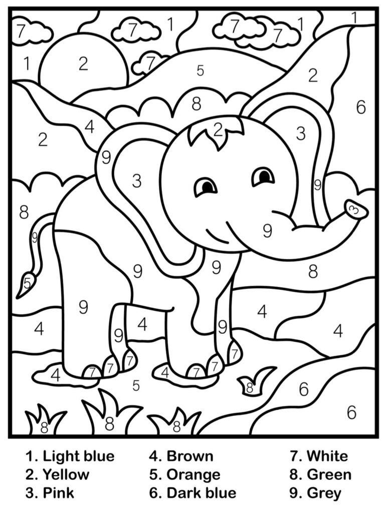 Kids Color By Number Wildlife Coloring Pages printable PDF Etsy