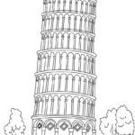 Leaning Tower Of Pisa Coloring Page For Kids