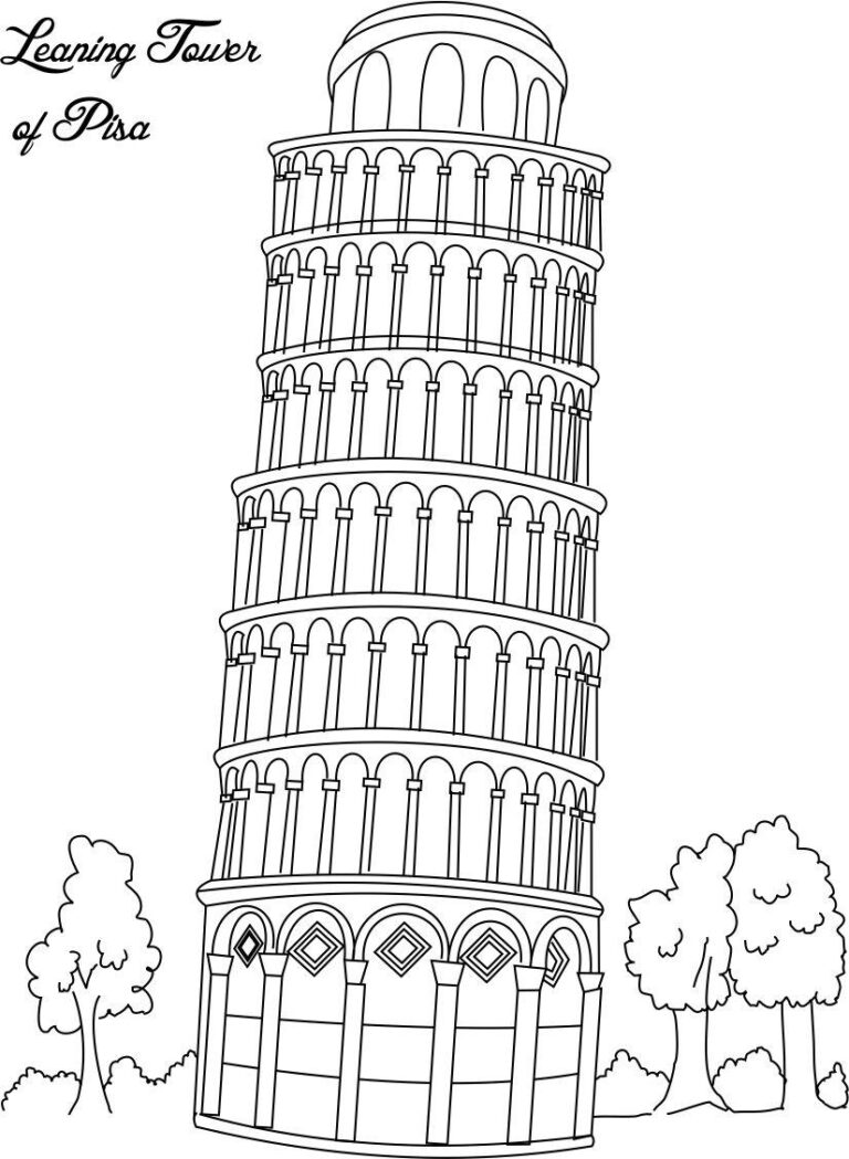 Leaning Tower Of Pisa Coloring Page For Kids