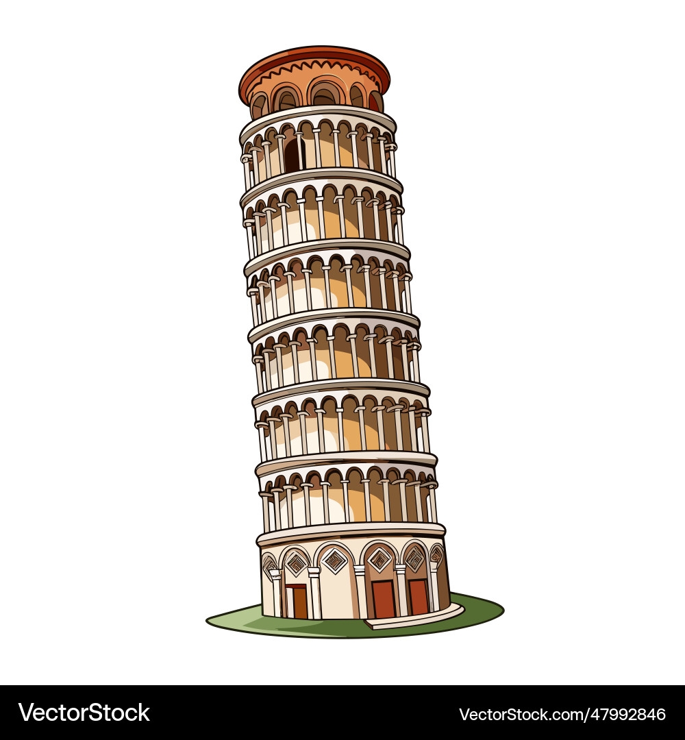 Leaning Tower Of Pisa Hand drawn Comic Royalty Free Vector