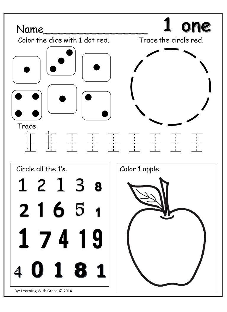 free printable number 1 worksheets for preschool