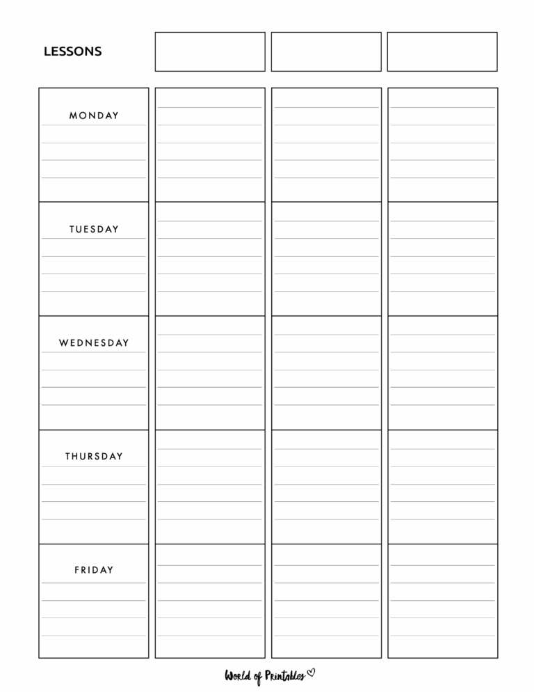 Lesson Plan Templates World Of Printables