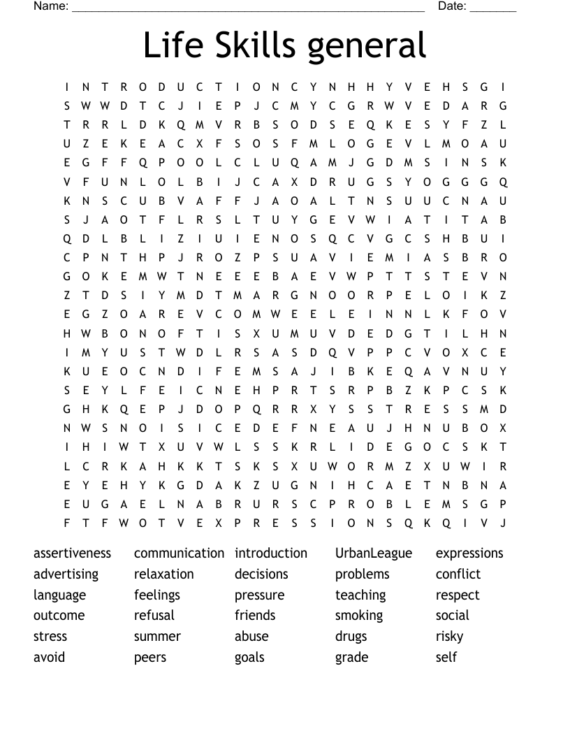 Life Skills General Word Search WordMint Life Skills General Word Search WordMint