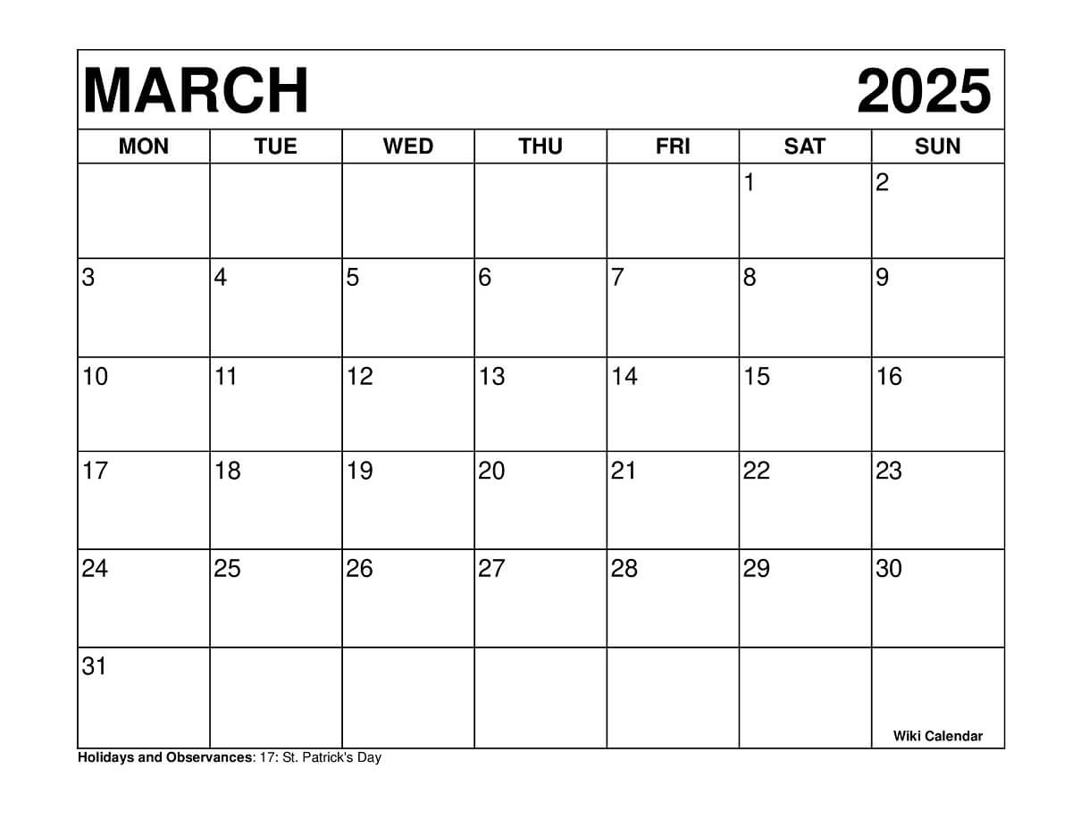 March 2025 Calendar Printable Templates U0026 More