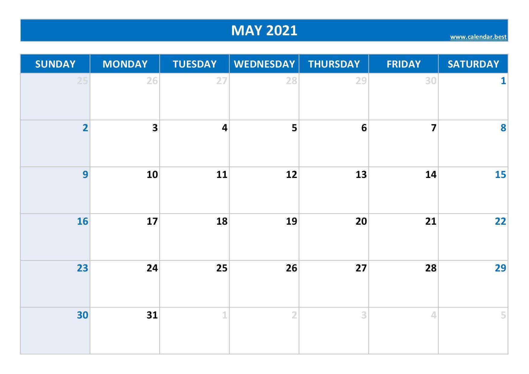 May 2021 Calendar Calendar best