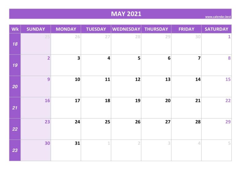 May 2021 Calendar Calendar best