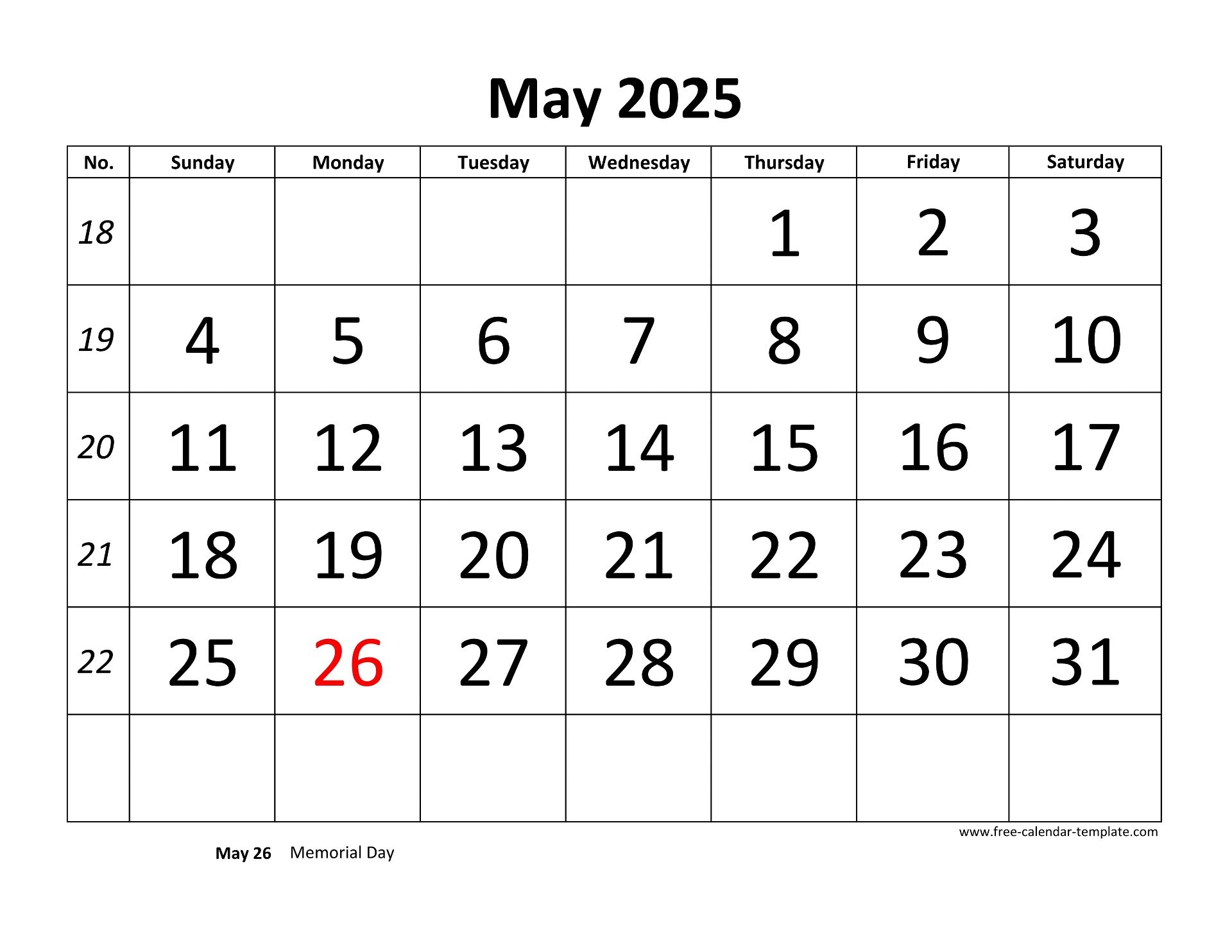 May 2025 Free Calendar Tempplate Free calendar template