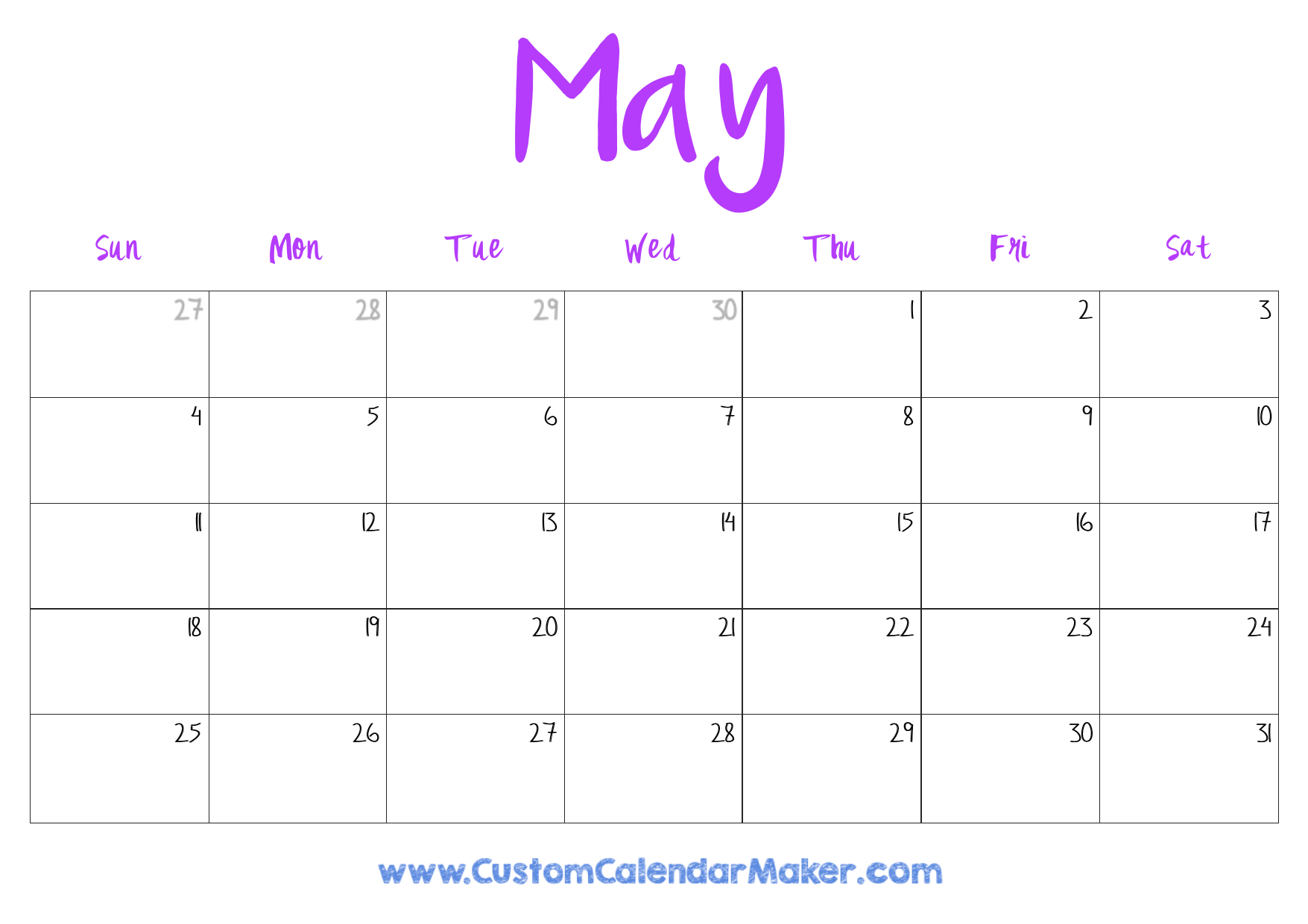 May 2025 Printable Calendar 23 Free Templates PDF Custom 