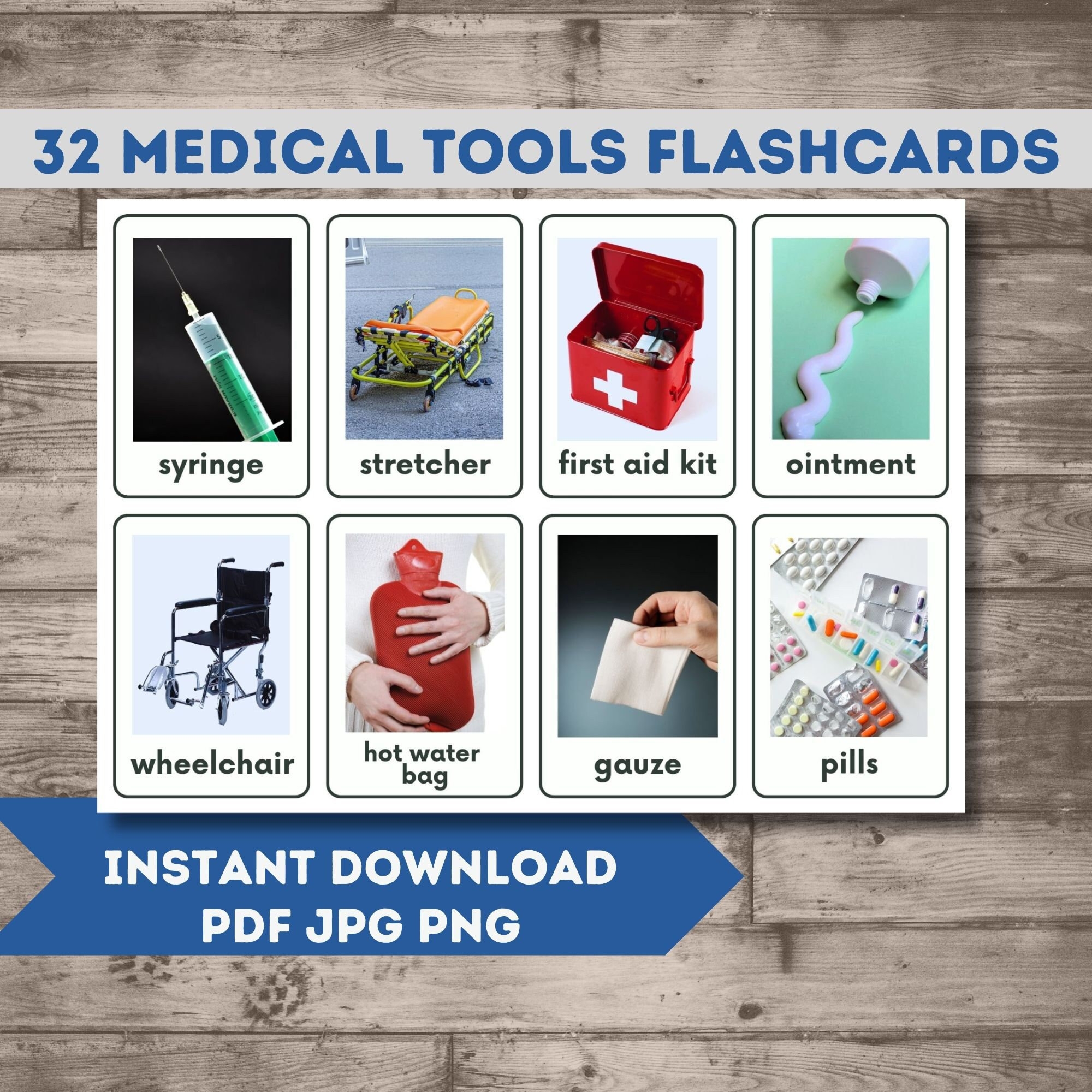 Medical Tools Flashcards Printable Health Illness Injury Treatment Equipment Vocabulary Cards Real Picture Instant Download PDF JPG PNG Etsy
