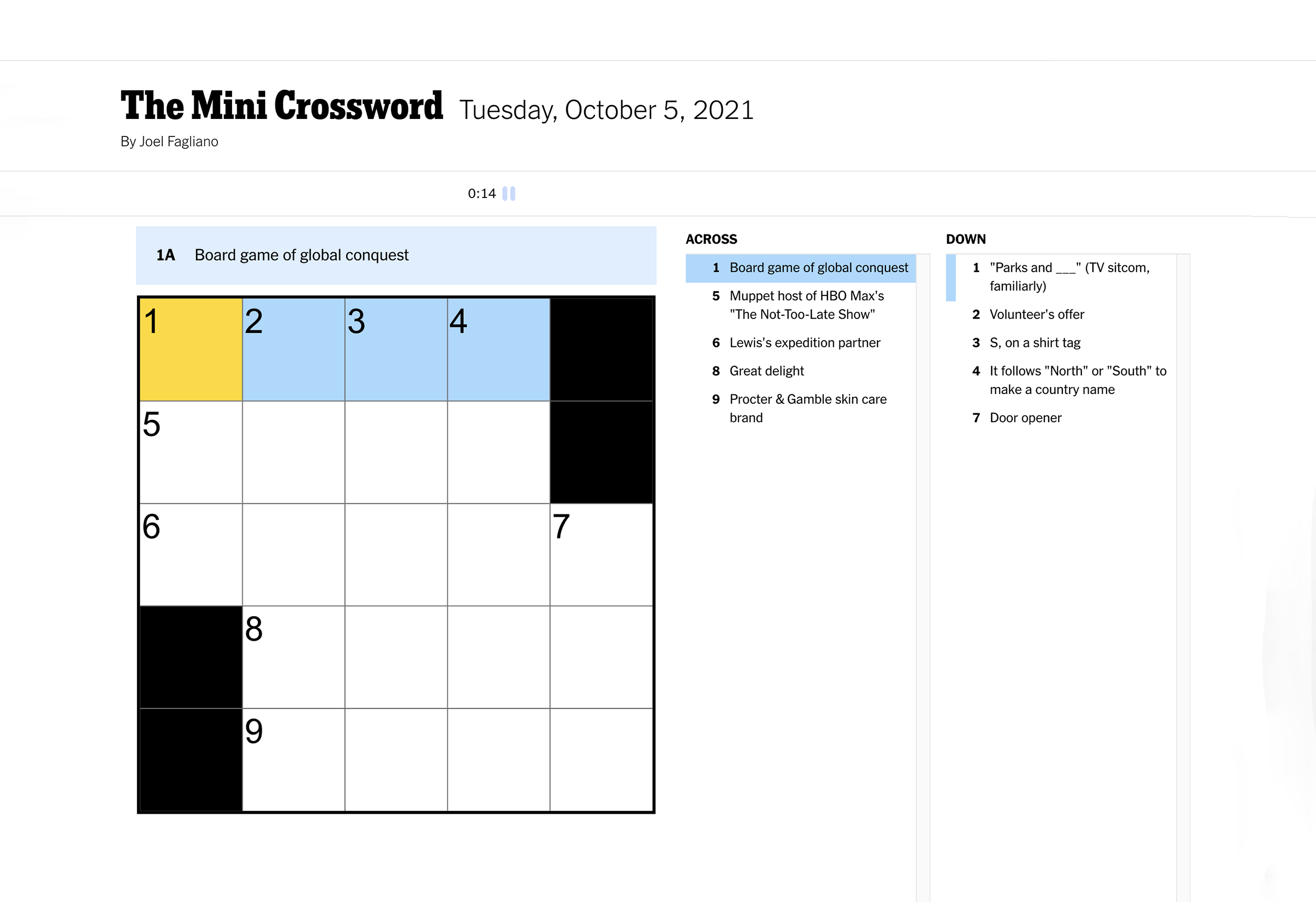 nyt mini crossword today