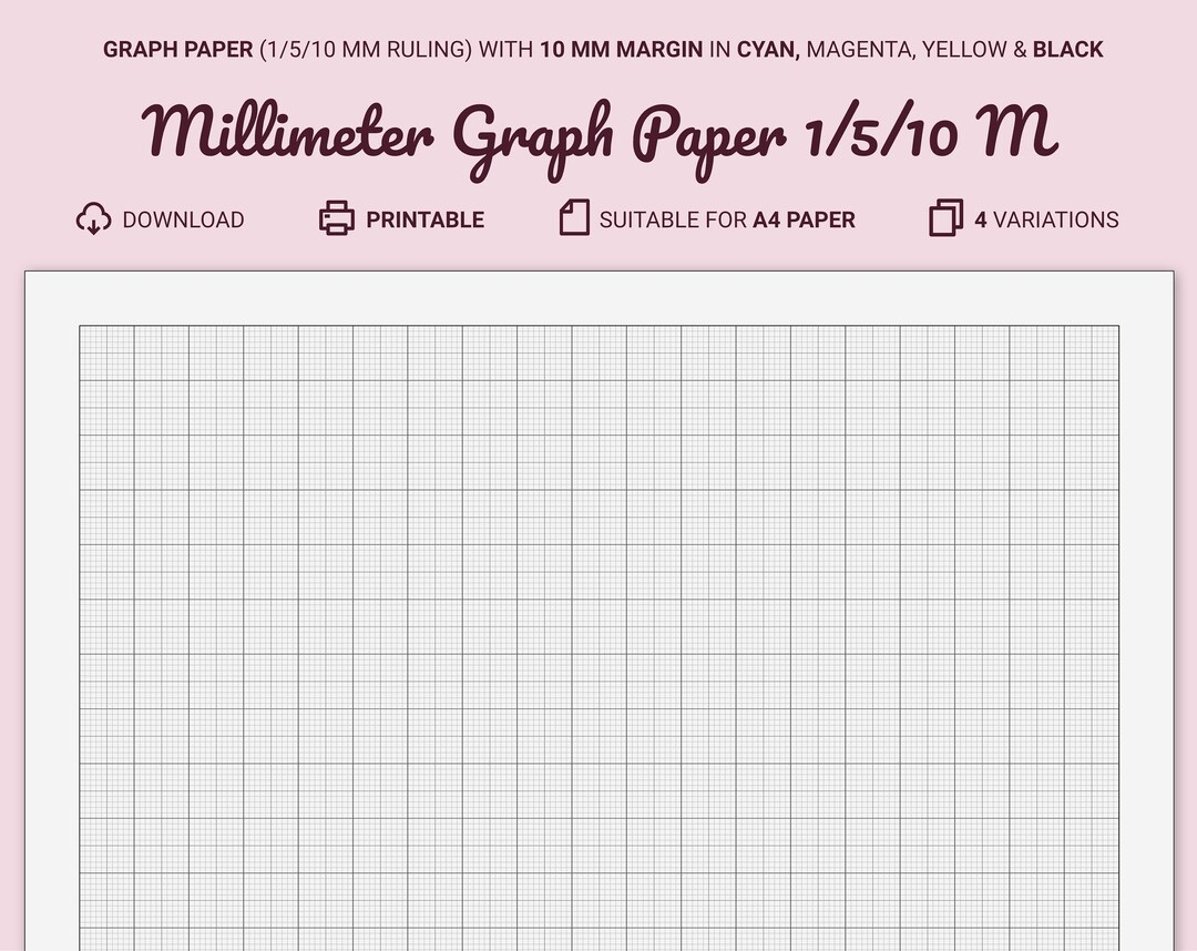 Millimeter Graph Paper Printable A4 10 Mm Margin Guides At 1 5 10 Mm Cyan magenta yellow black Etsy Millimeter Graph Paper Printable A4 10 Mm Margin Guides At 1 5 10 Mm Cyan magenta yellow black Etsy