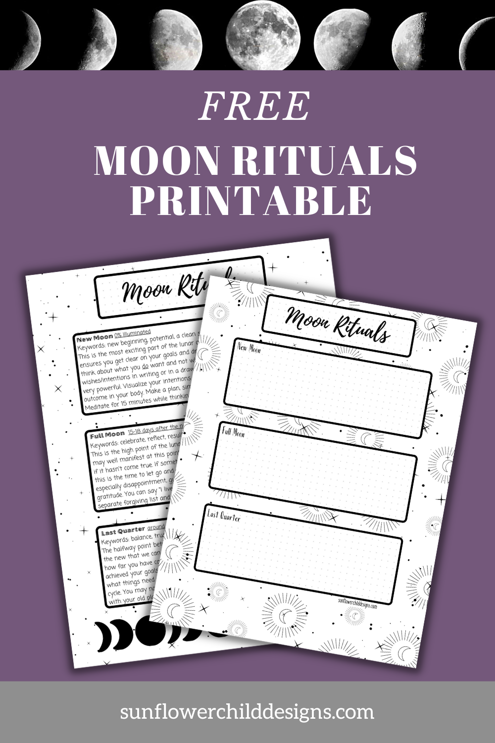 Moon Rituals Free Printable Sunflower Child Designs