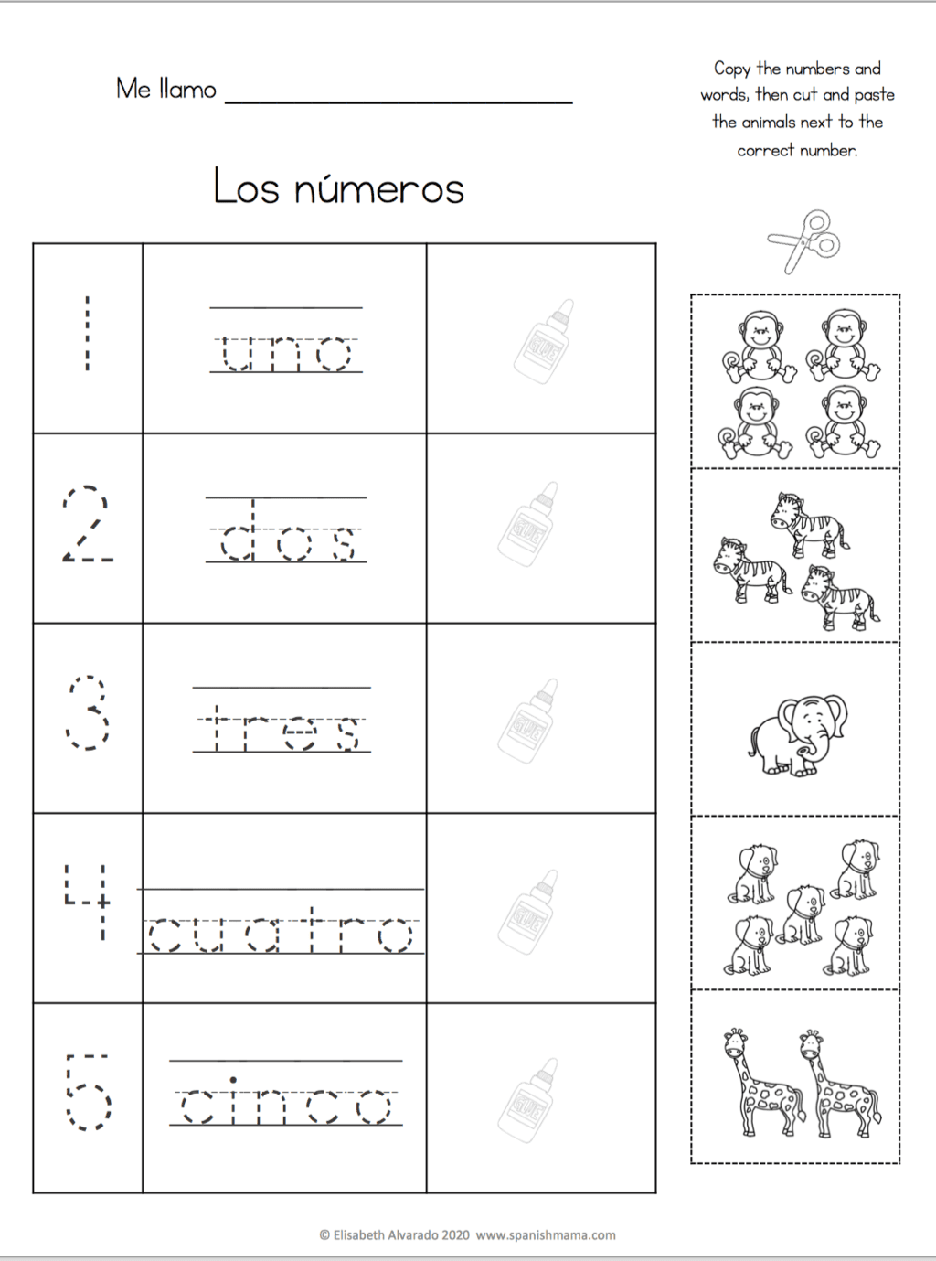 free printable spanish worksheets