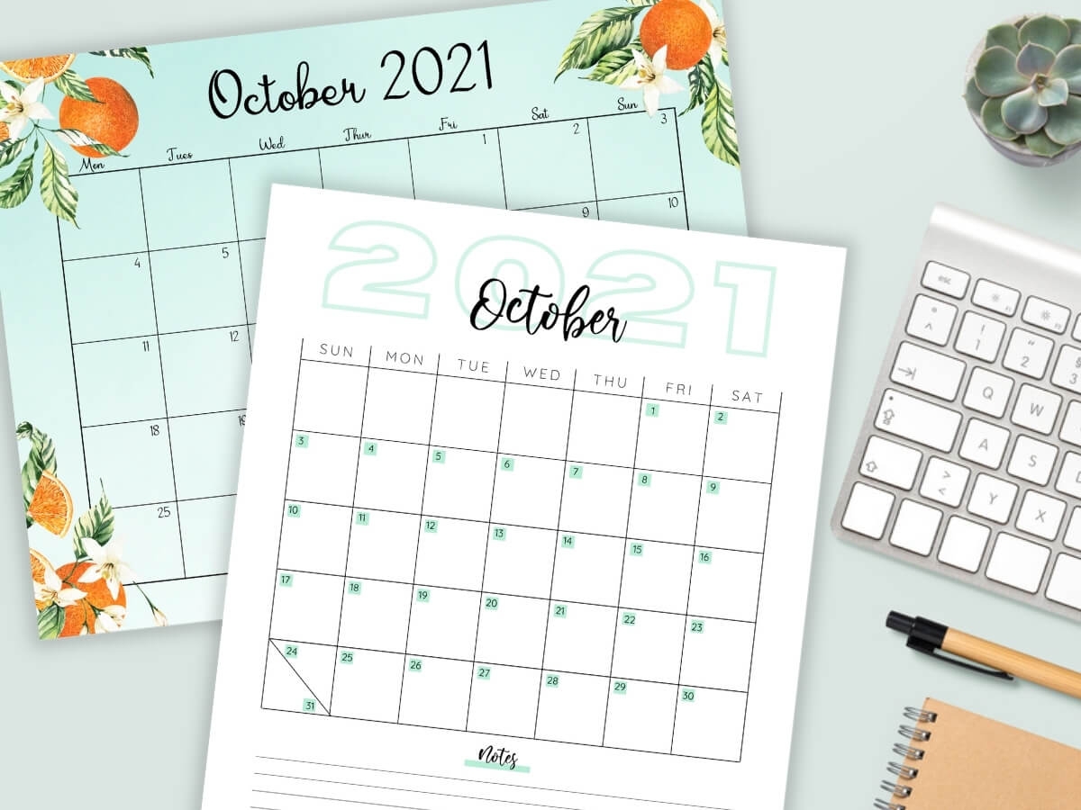 October 2021 Calendars 8 Free Printable Designs To Choose From 
