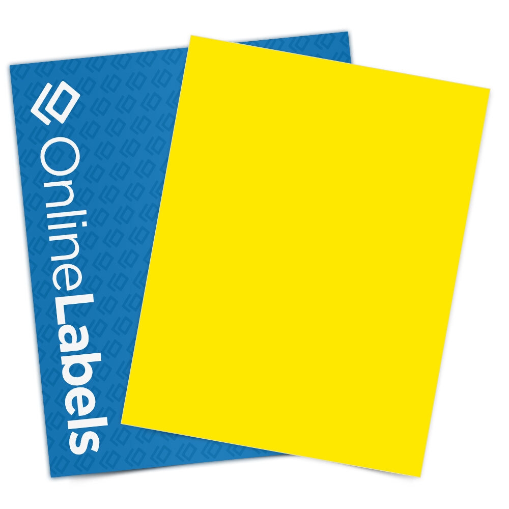 Online Labels Fluorescent Yellow Sticker Paper 100 Sheets 8 5 Inch X 11 Inch Full Sheet Label Inkjet Laser Printer