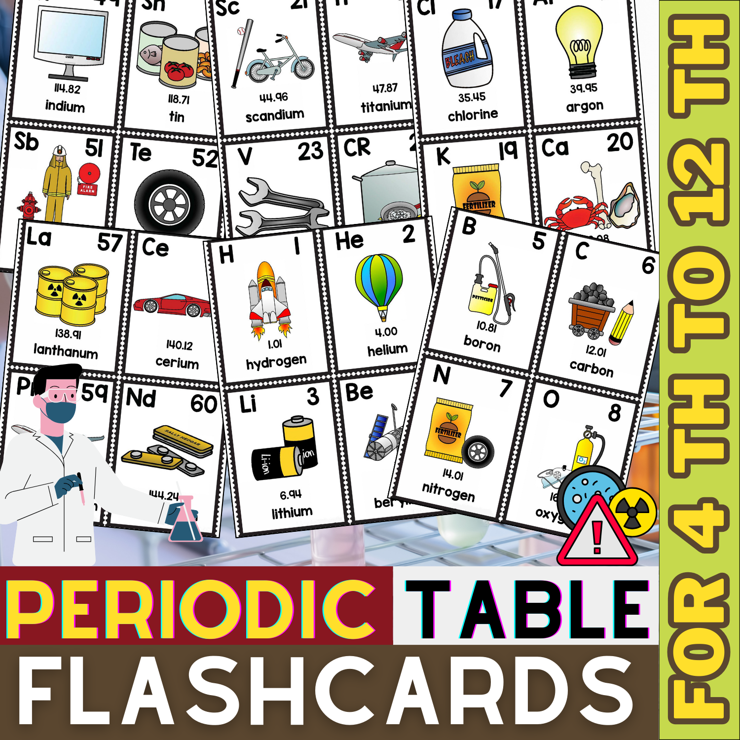 Periodic Table Of Elements Flashcards Chemistry Activities For 4th To 12th