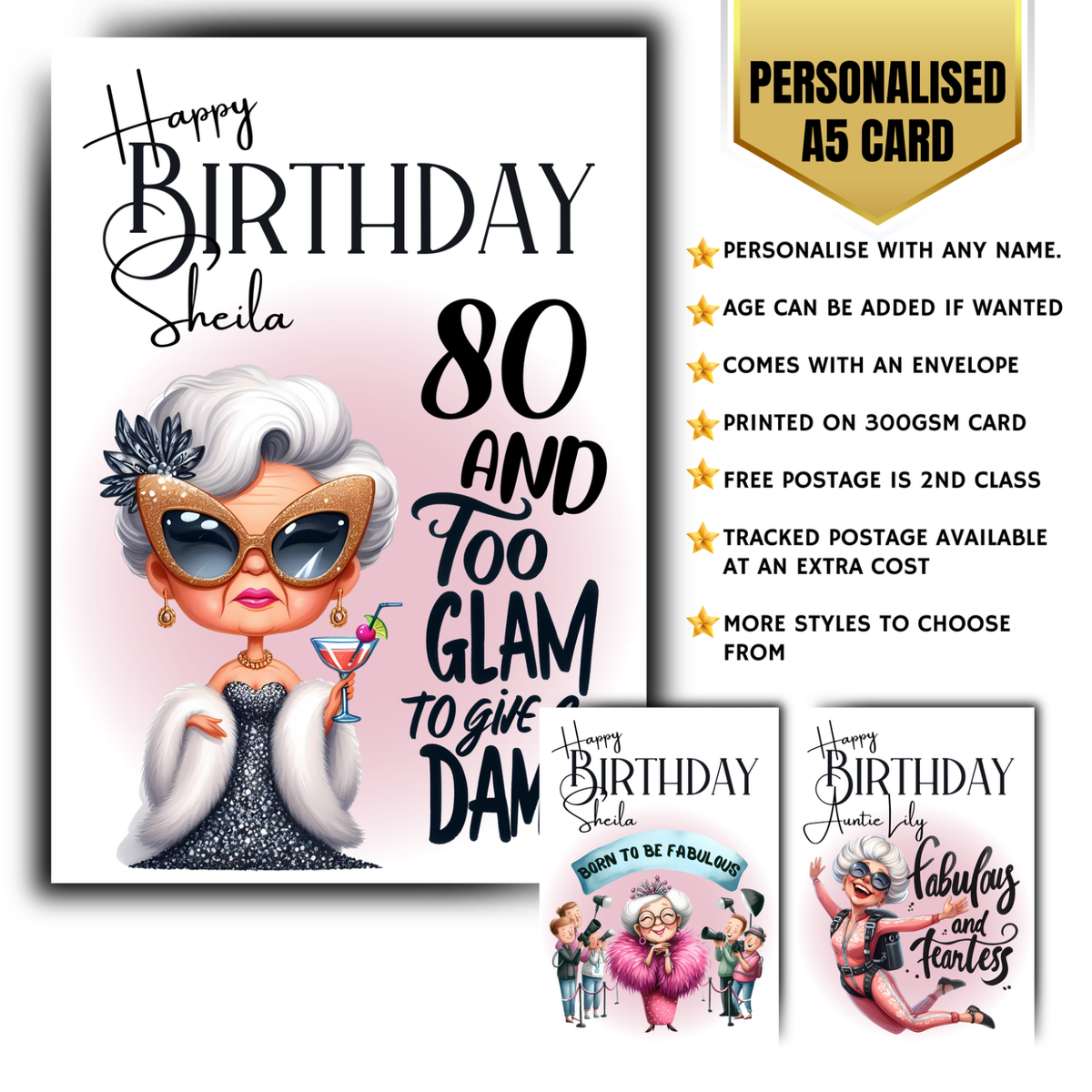 Personalised Named Female Birthday Card Fashion Greeting Card Funny Diva Old Age EBay UK