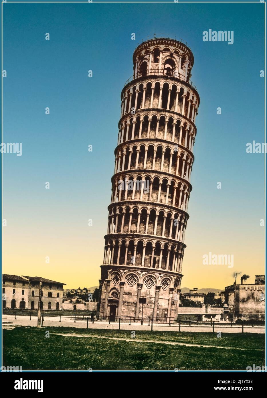 PISA The Leaning Tower Pisa Italy At Sunset Vintage 1890s Travel Photochrom Image In Colour Pisa Italy 1890 1900 The Leaning Tower Of Pisa Or Simply The Tower Of Pisa Is The