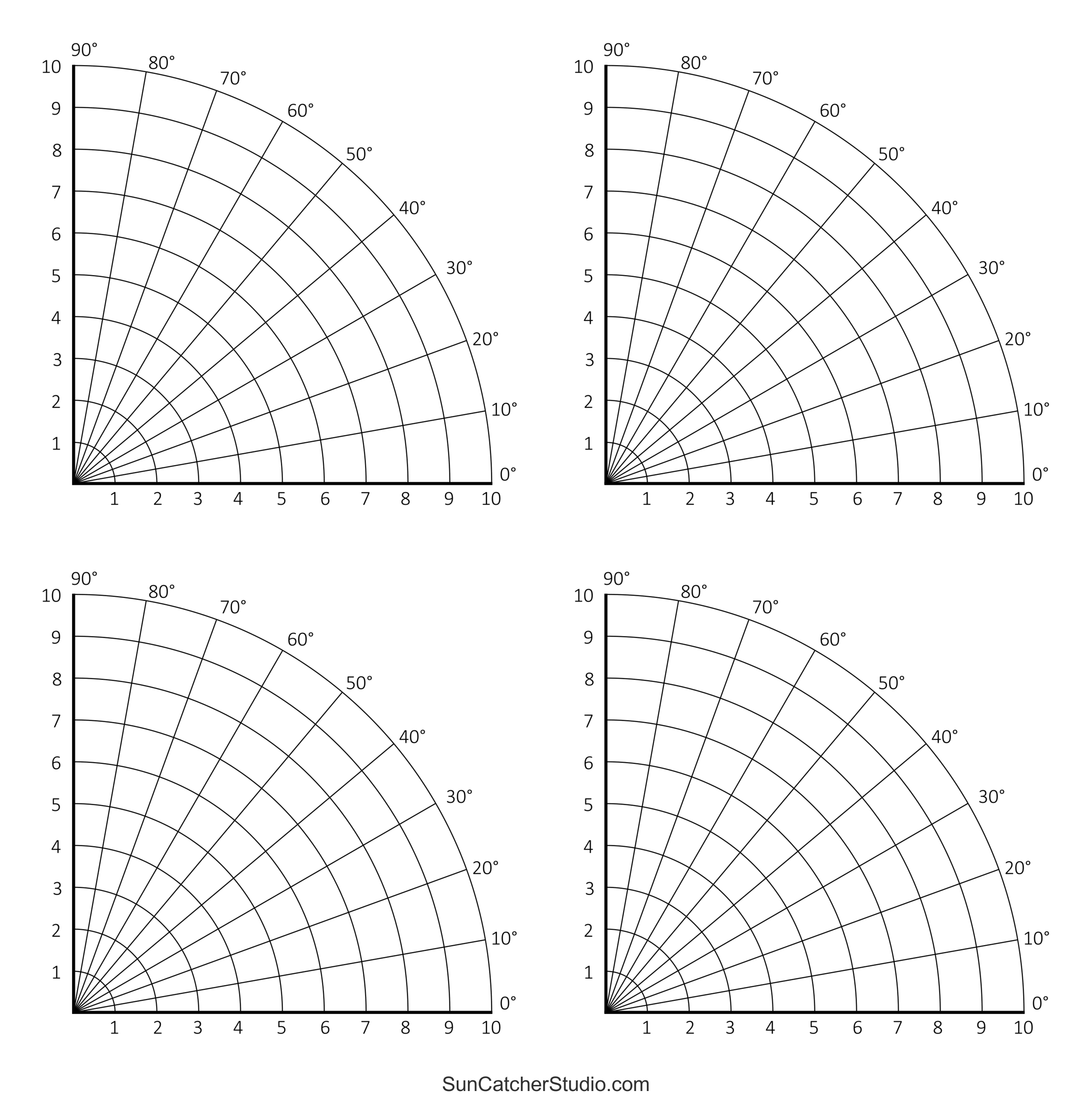 Polar Graph Paper Printable PDF With Radians And Degrees Free Printables Monograms Design Tools Patterns U0026 DIY Projects