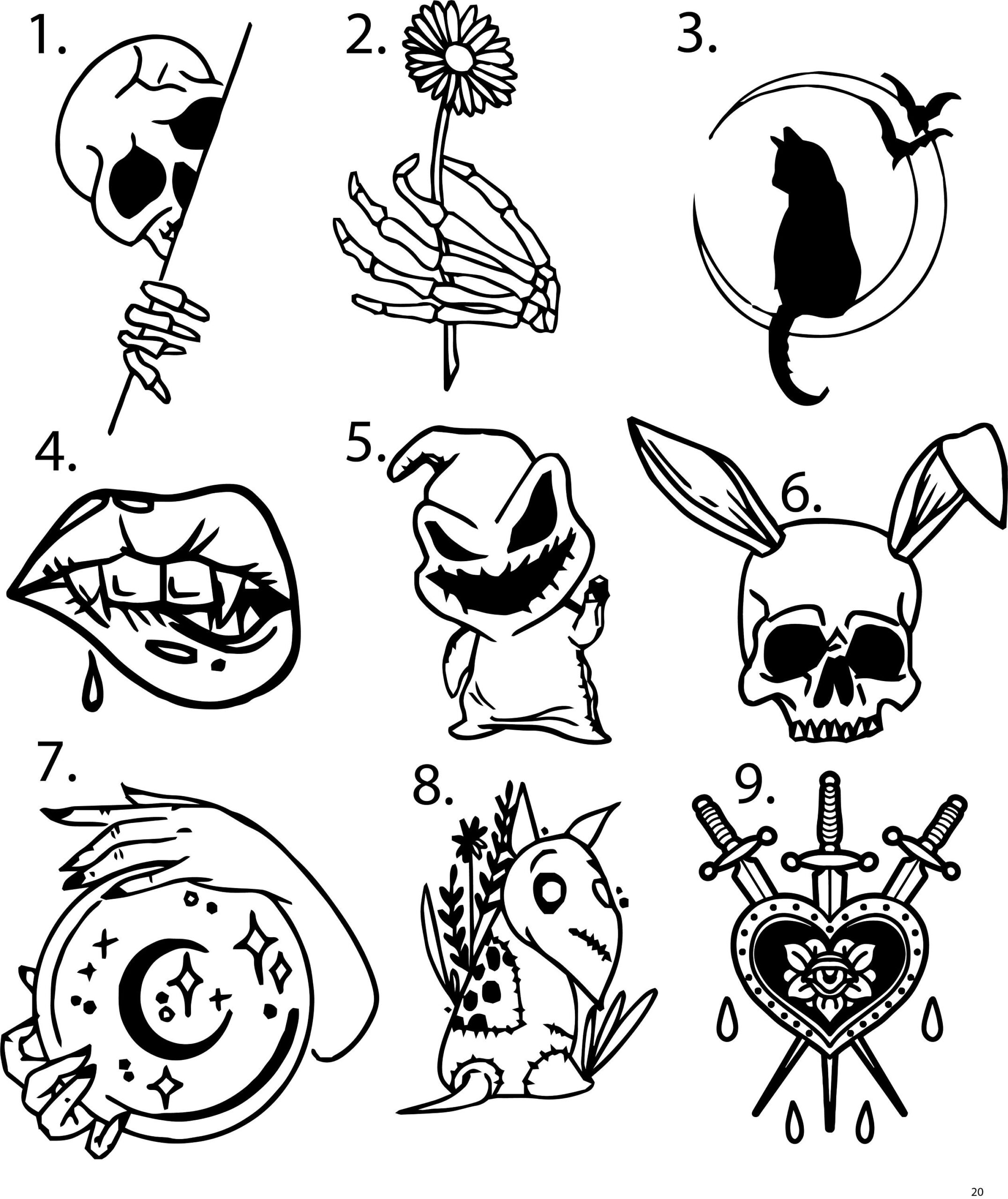 Pre made Ready To Use Flash Tattoo Stencils Set Of 4 Etsy
