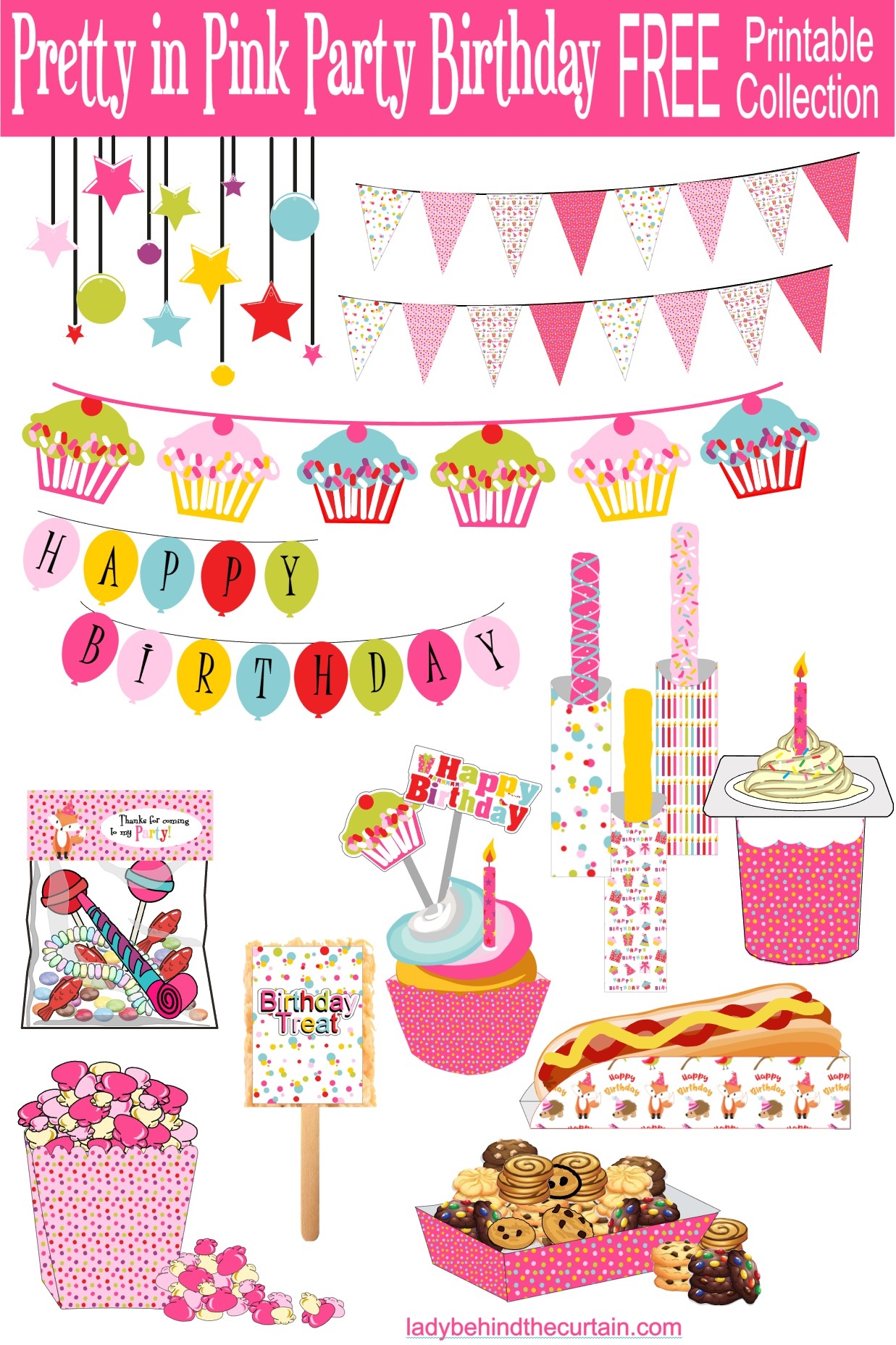 Pretty In Pink Birthday Party FREE Printable Collection Pretty In Pink Birthday Party FREE Printable Collection