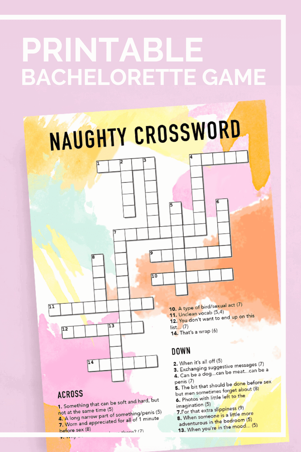 PRINT THIS NAUGHTY CROSSWORD GAME FOR A FUN BACHELORETTE PARTY Worksheets Library