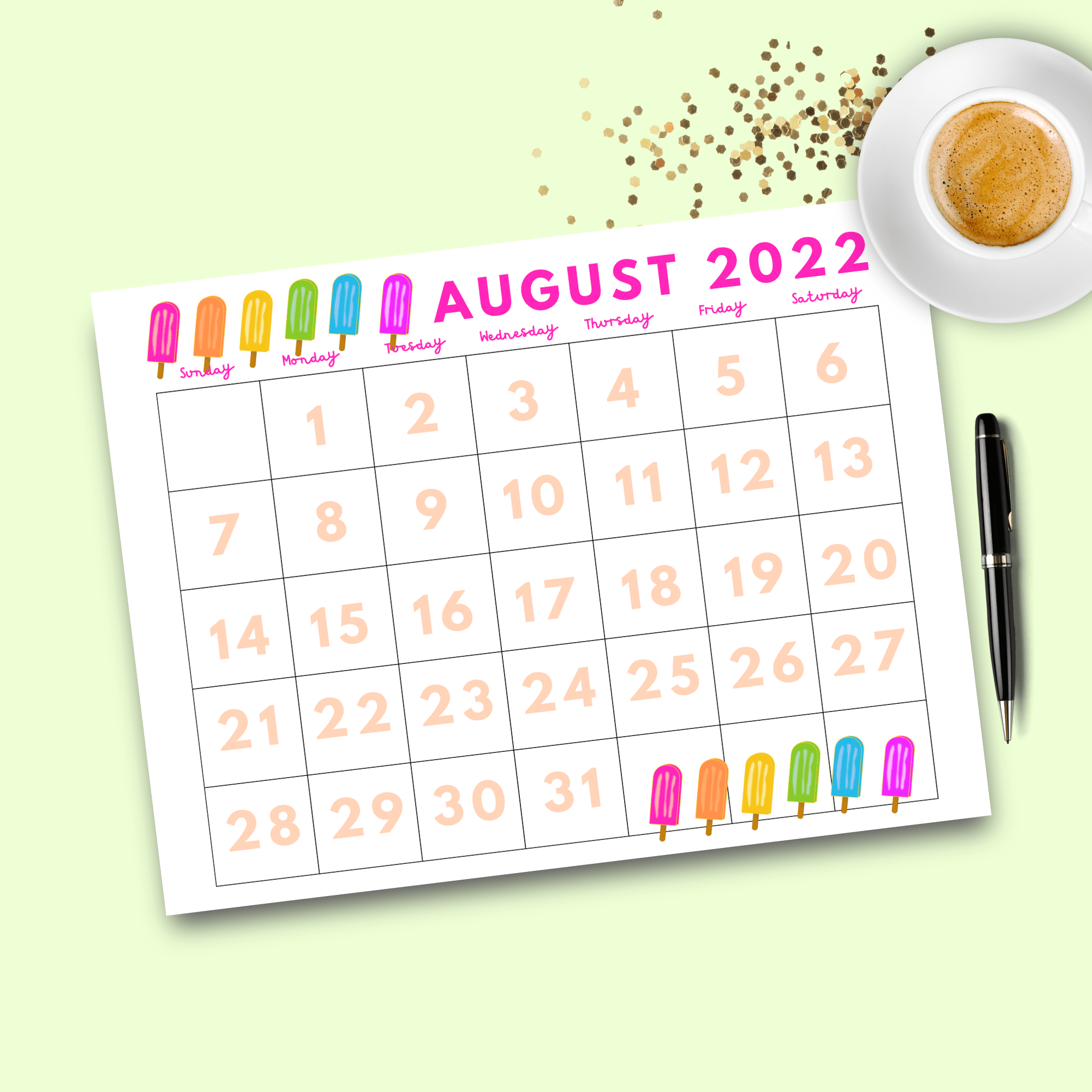 Printable Dated August 2022 Calendar Carrie Elle